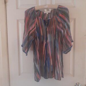 Suzanne Betro Weekend Colourful Boho Tunic Size Large